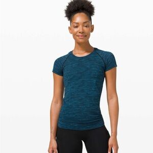 Lululemon Short Sleeve Swiftly Tee - Prism Stripe Turquoise Tide